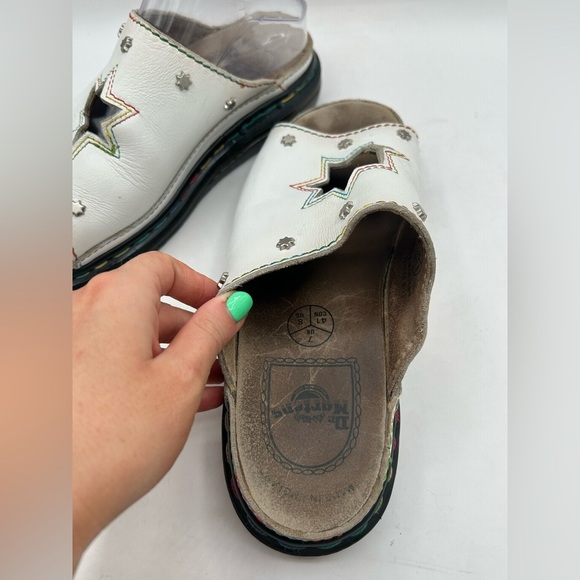 vintage Dr Marten Star Cut Out Studded Slides Made In England RAINBOW STITCHING - Picture 8 of 17